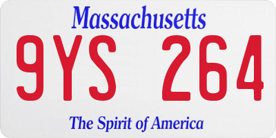 MA license plate 9YS264