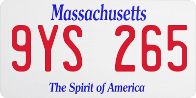 MA license plate 9YS265