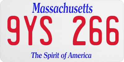 MA license plate 9YS266