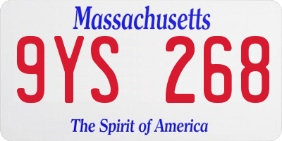 MA license plate 9YS268