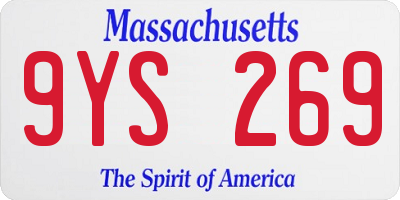 MA license plate 9YS269