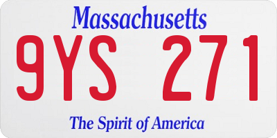 MA license plate 9YS271