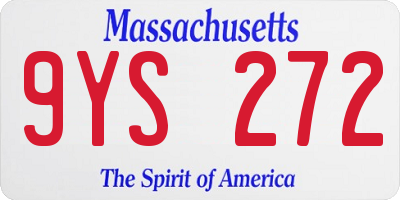 MA license plate 9YS272