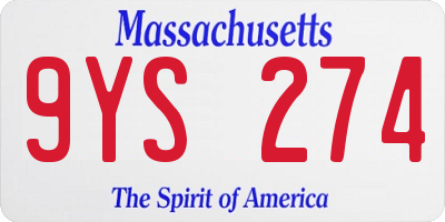 MA license plate 9YS274
