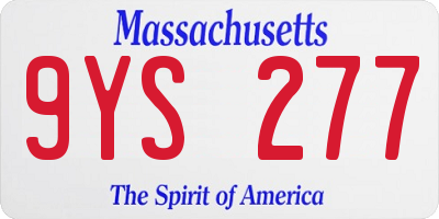 MA license plate 9YS277