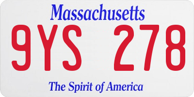 MA license plate 9YS278