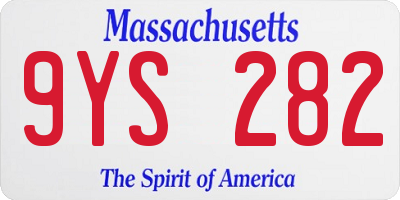 MA license plate 9YS282