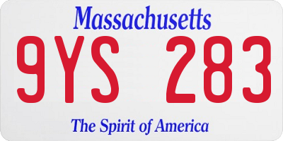 MA license plate 9YS283