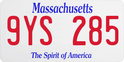 MA license plate 9YS285
