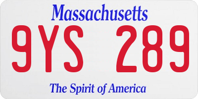 MA license plate 9YS289