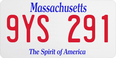 MA license plate 9YS291