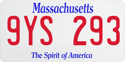 MA license plate 9YS293