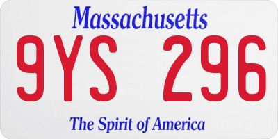 MA license plate 9YS296