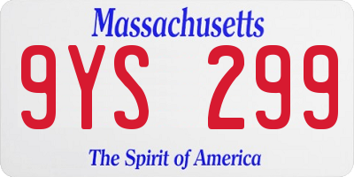 MA license plate 9YS299