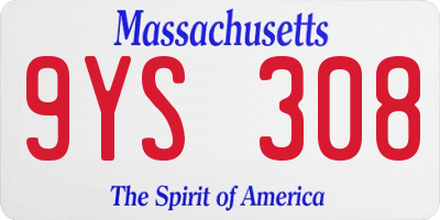 MA license plate 9YS308
