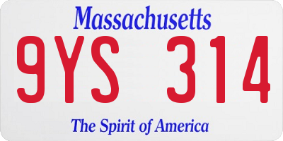 MA license plate 9YS314
