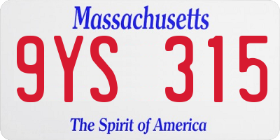 MA license plate 9YS315