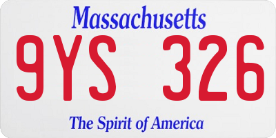 MA license plate 9YS326