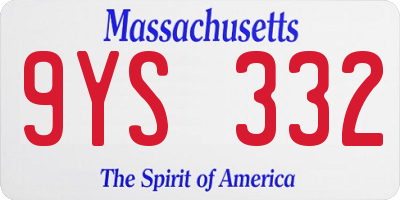MA license plate 9YS332