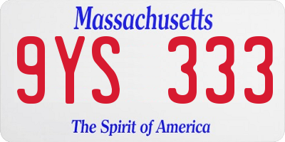 MA license plate 9YS333