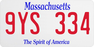 MA license plate 9YS334
