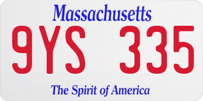 MA license plate 9YS335