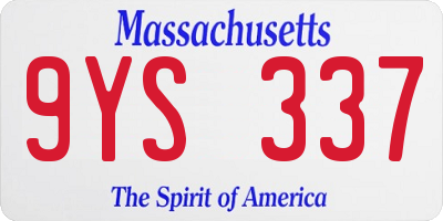 MA license plate 9YS337