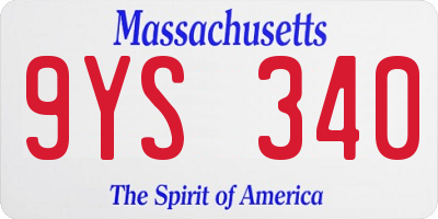 MA license plate 9YS340