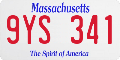 MA license plate 9YS341