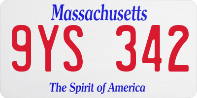 MA license plate 9YS342