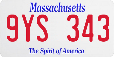 MA license plate 9YS343