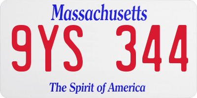 MA license plate 9YS344