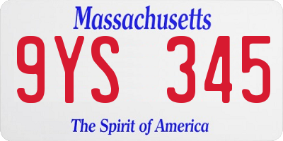 MA license plate 9YS345