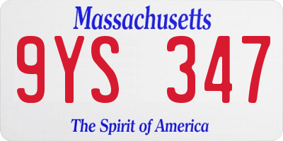 MA license plate 9YS347