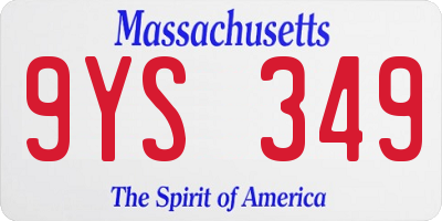 MA license plate 9YS349