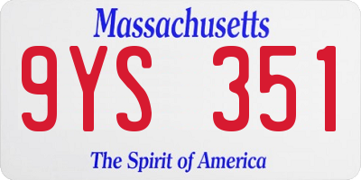 MA license plate 9YS351