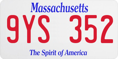 MA license plate 9YS352