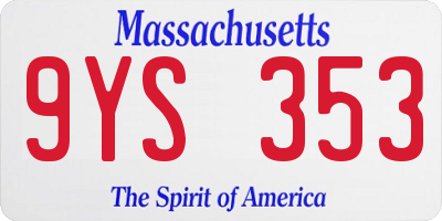 MA license plate 9YS353