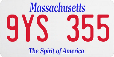 MA license plate 9YS355