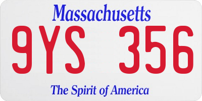 MA license plate 9YS356