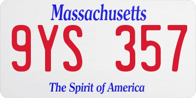 MA license plate 9YS357