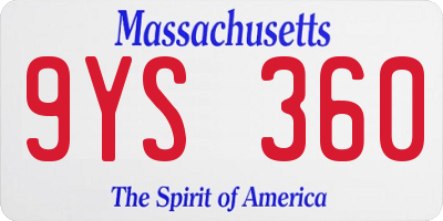 MA license plate 9YS360