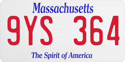MA license plate 9YS364