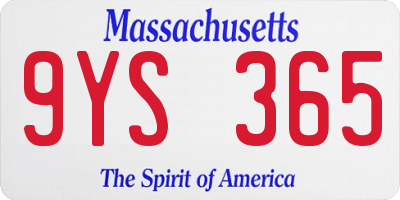 MA license plate 9YS365