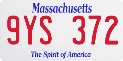 MA license plate 9YS372