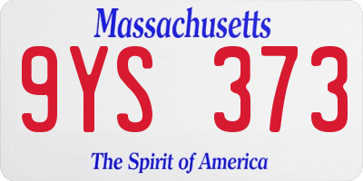 MA license plate 9YS373