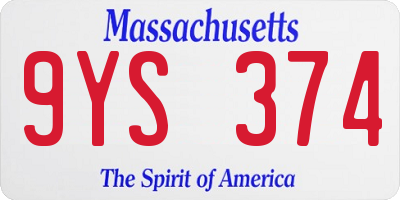 MA license plate 9YS374