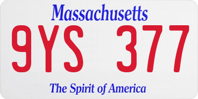MA license plate 9YS377