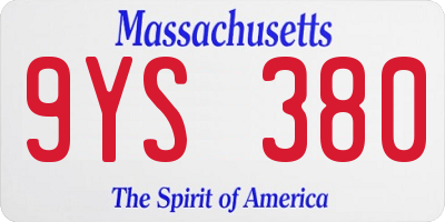 MA license plate 9YS380