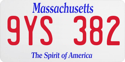 MA license plate 9YS382